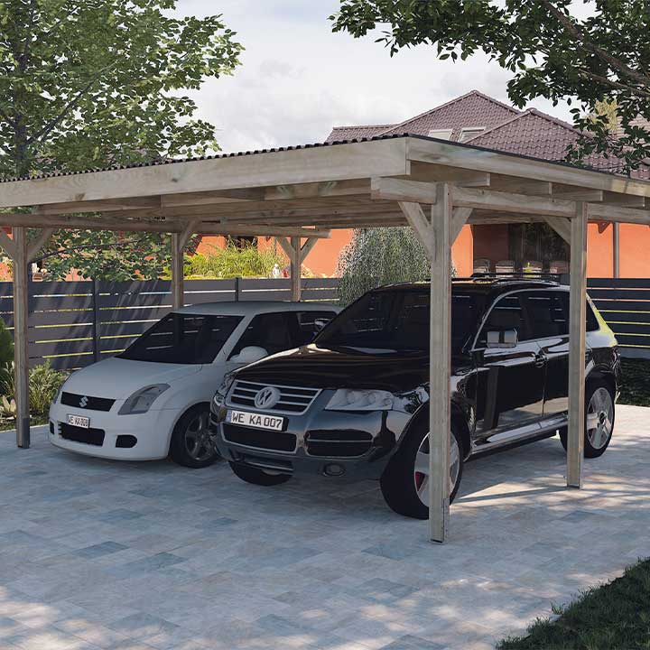 Flachdach-Doppelcarport KDI
