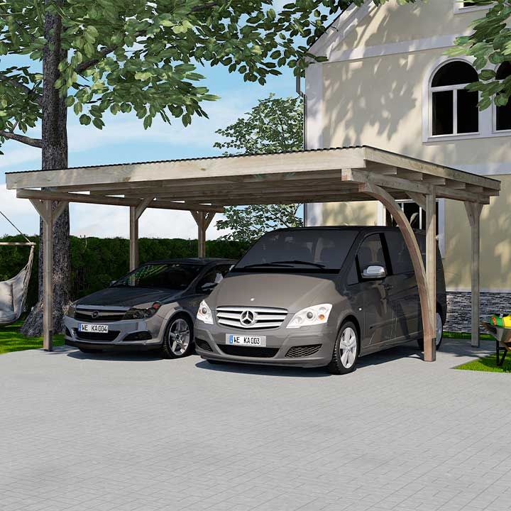 Flachdach-Doppelcarport KDI, Ansicht 8